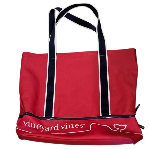 Vineyard Vines Red Whale Beach Bag Waterproof Nylon Mesh Bottom - Picture 1 of 13